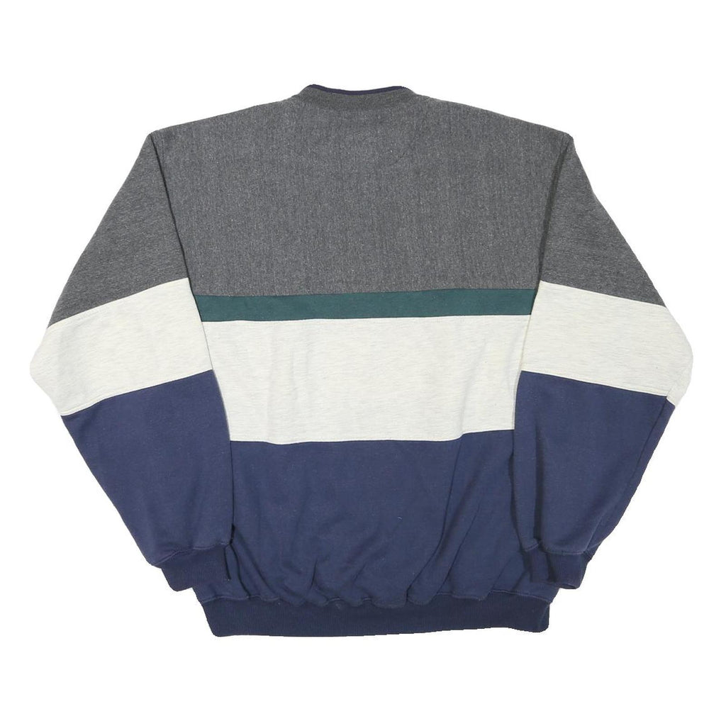 M.E SPORT Mens Grey Blue Crew Neck Sweatshirt Cotton Blend M Colour Block Casual