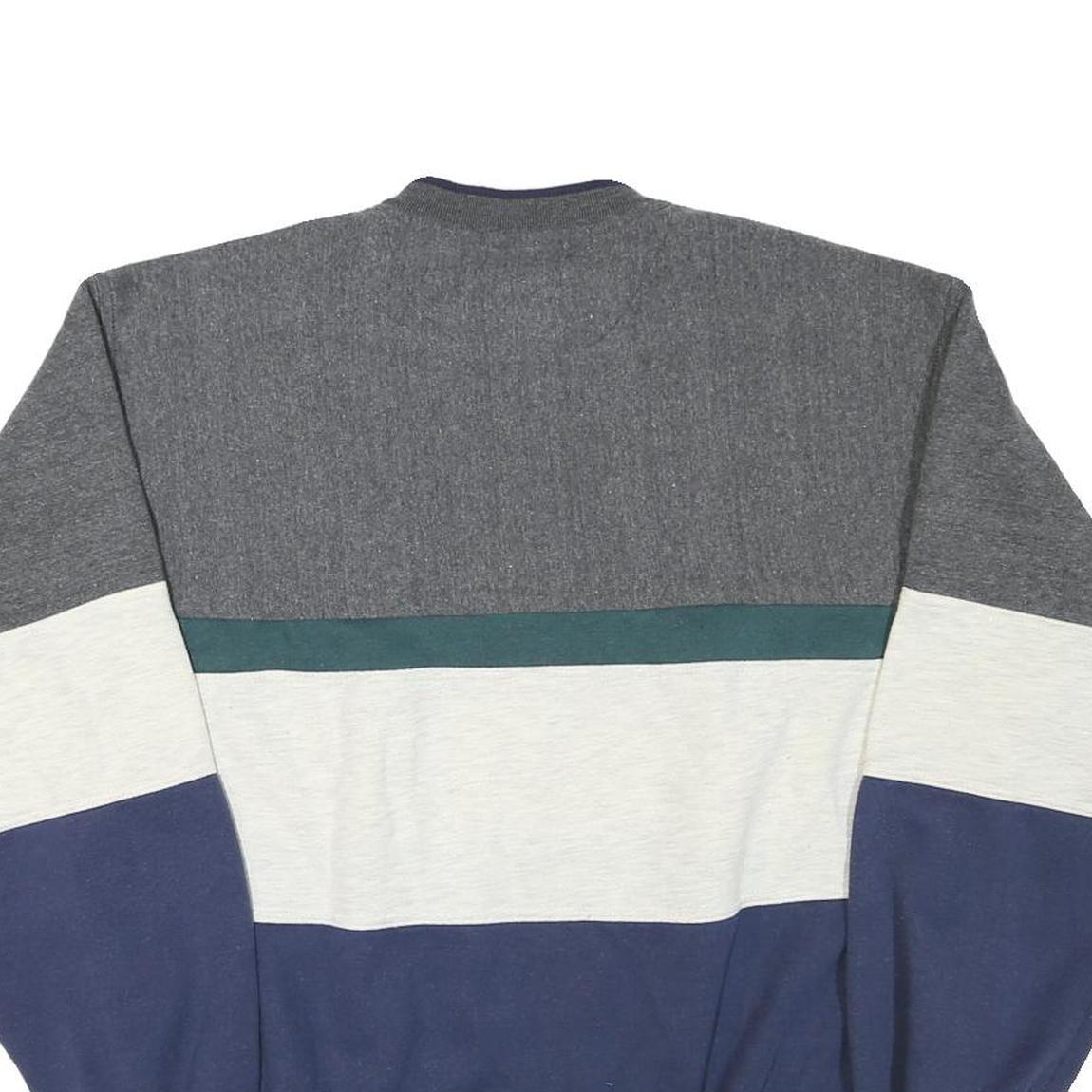 M.E SPORT Mens Grey Blue Crew Neck Sweatshirt Cotton Blend M Colour Block Casual