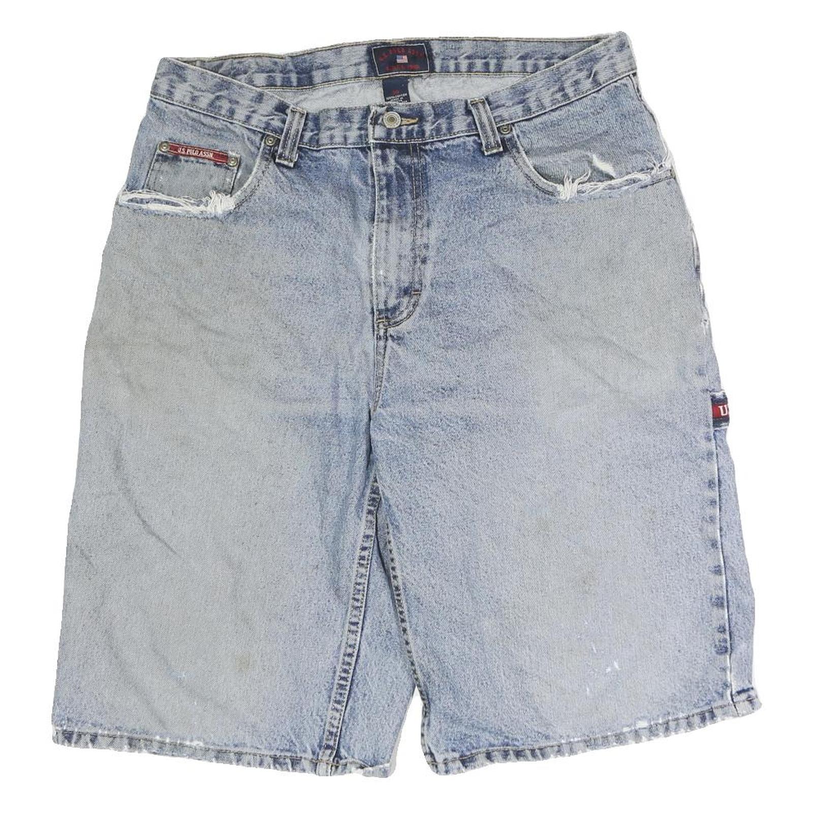 US POLO ASSN Mens Blue Denim Casual Shorts M W34 Relaxed Fit