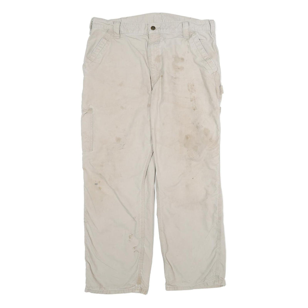 CARHARTT Mens Cotton Beige Regular Fit Straight Leg Trousers W38 L30 Workwear
