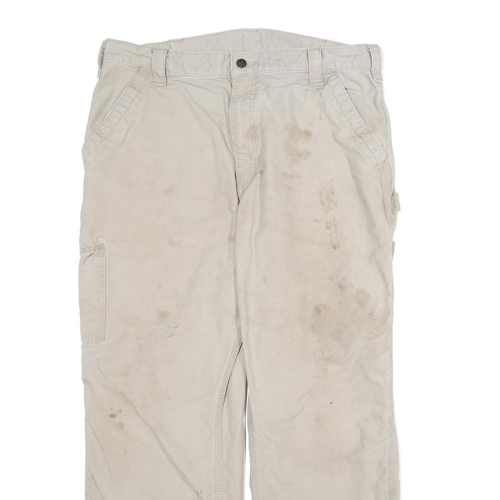 CARHARTT Mens Cotton Beige Regular Fit Straight Leg Trousers W38 L30 Workwear
