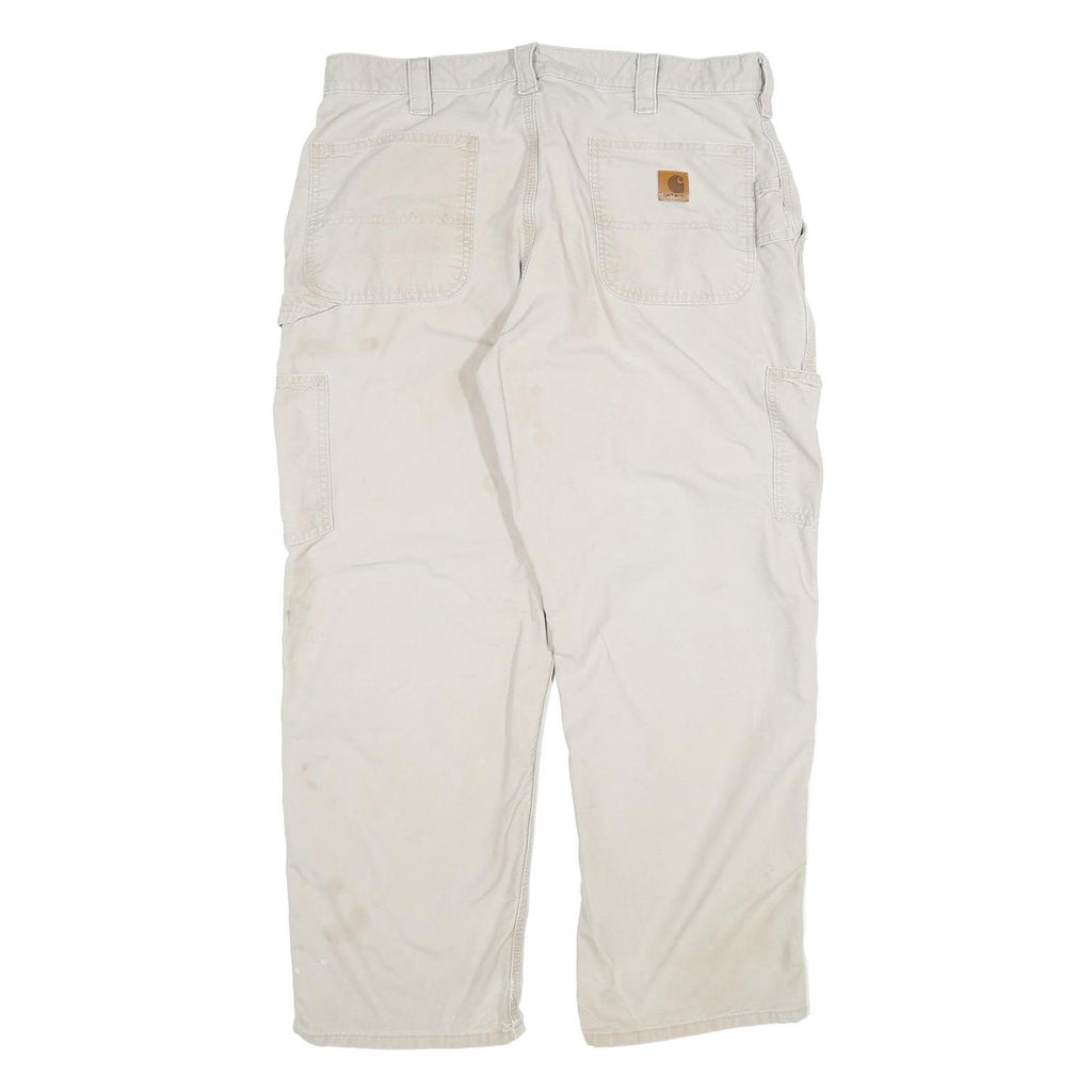 CARHARTT Mens Cotton Beige Regular Fit Straight Leg Trousers W38 L30 Workwear