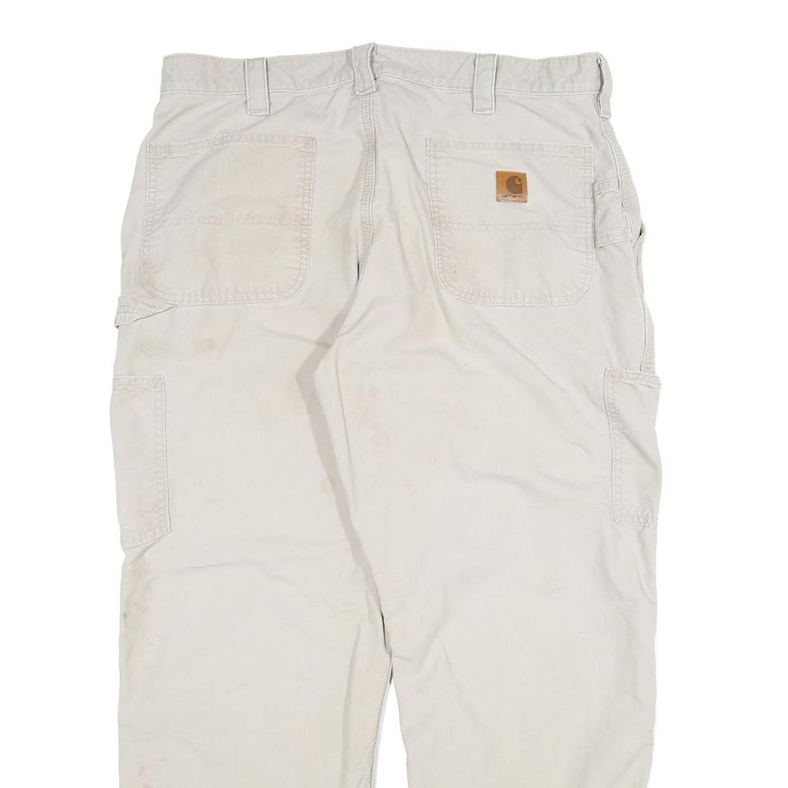 CARHARTT Mens Cotton Beige Regular Fit Straight Leg Trousers W38 L30 Workwear