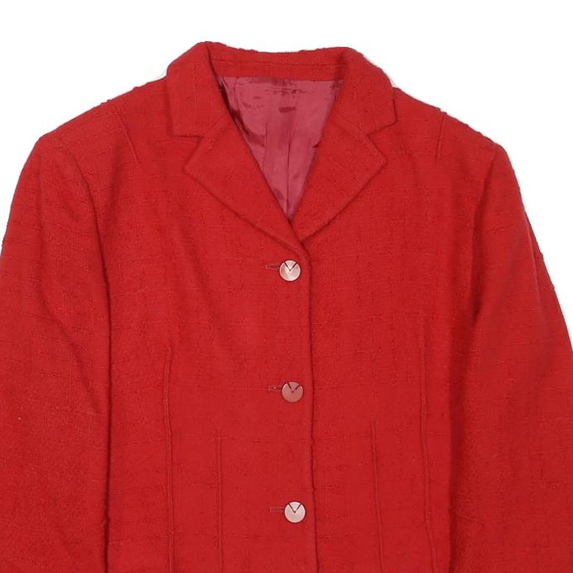 Womens Red Cotton Blend Button Jacket XS Woven Classic Tailored
