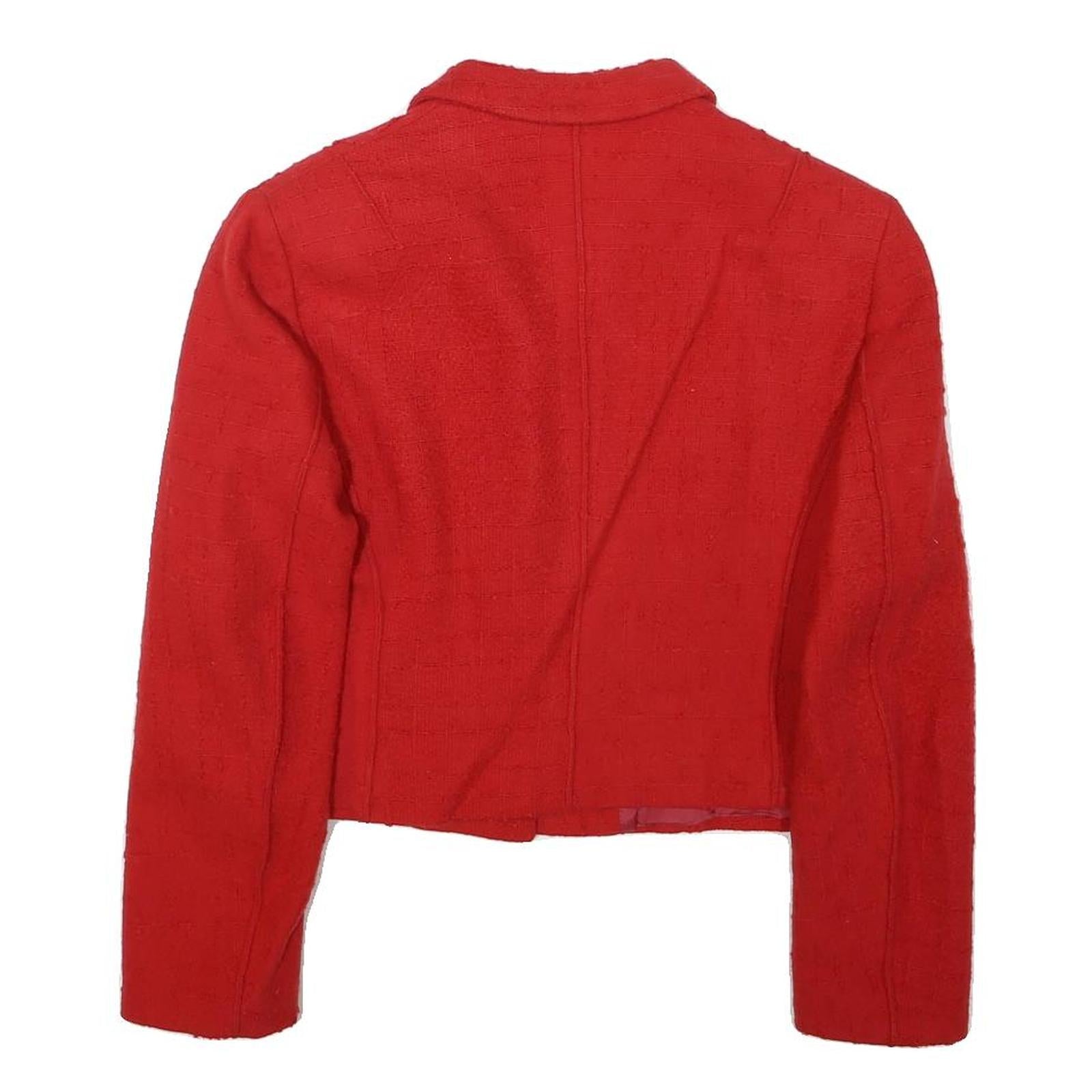 Womens Red Cotton Blend Button Jacket XS Woven Classic Tailored