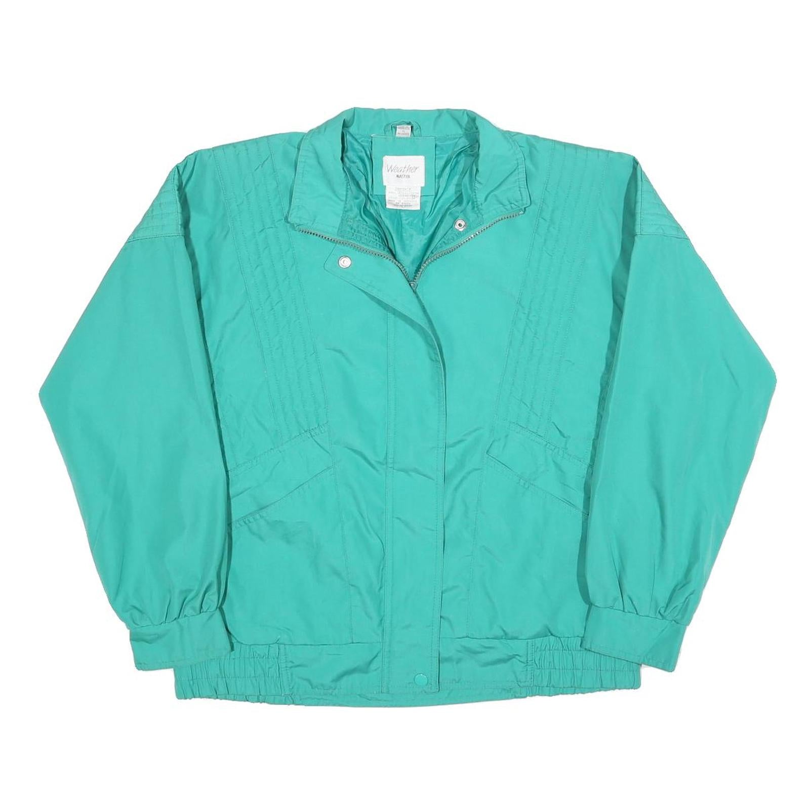 WEATHER MASTER Womens Green Zip Jacket S Polyester Blend Plain Lightweight