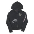 DISNEY Womens Black Cotton Zip Hoodie M Mickey Mouse Print Casual