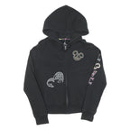 DISNEY Womens Black Cotton Zip Hoodie M Mickey Mouse Print Casual