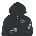 DISNEY Womens Black Cotton Zip Hoodie M Mickey Mouse Print Casual