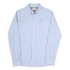 HILFIGER DENIM Mens Blue & White Striped Shirt S Casual Cotton Blend Long Sleeve