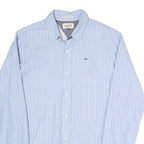 HILFIGER DENIM Mens Blue & White Striped Shirt S Casual Cotton Blend Long Sleeve