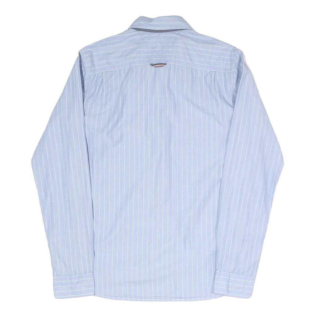 HILFIGER DENIM Mens Blue & White Striped Shirt S Casual Cotton Blend Long Sleeve