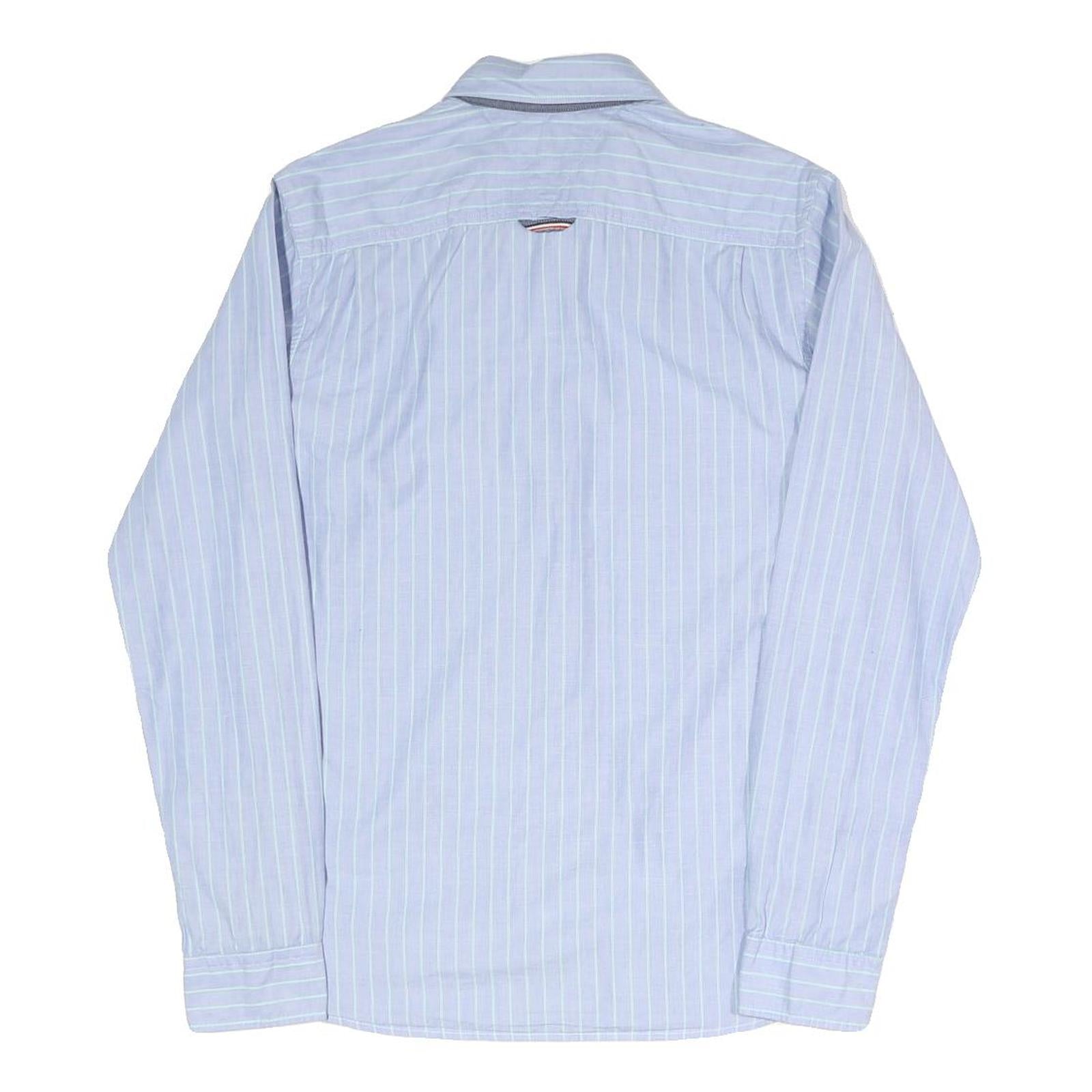 HILFIGER DENIM Mens Blue & White Striped Shirt S Casual Cotton Blend Long Sleeve