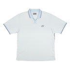 LOTTO Mens White & Light Blue Short Sleeve Logo Polo Shirt L Sports Casual
