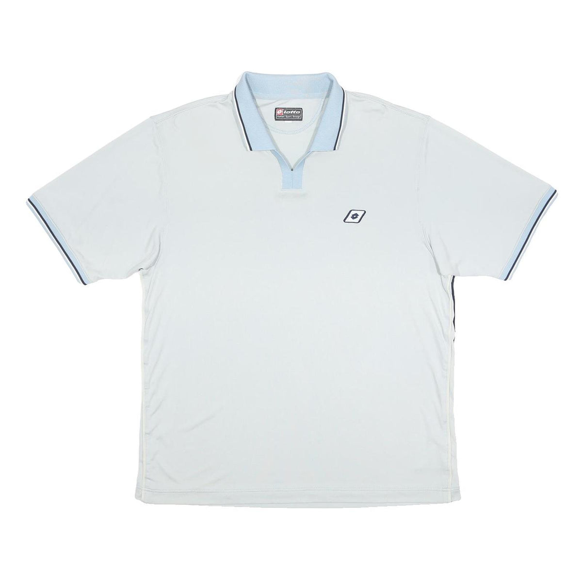 LOTTO Mens White & Light Blue Short Sleeve Logo Polo Shirt L Sports Casual