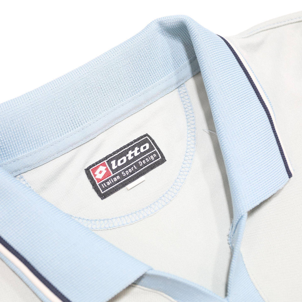 LOTTO Mens White & Light Blue Short Sleeve Logo Polo Shirt L Sports Casual