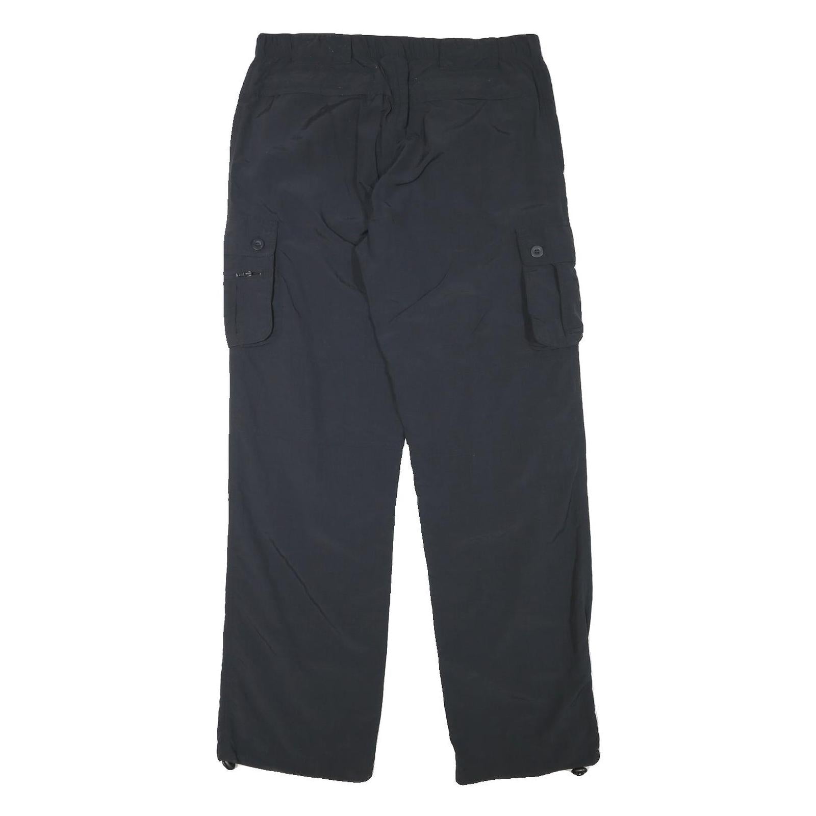 SWITCHER Mens Black Relaxed Cargo Trousers W31 L32 Polyester Blend Zip