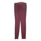 TOMMY HILFIGER Womens Cotton Blend Burgundy Slim Skinny Trousers W27 L34 Stylish