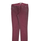 TOMMY HILFIGER Womens Cotton Blend Burgundy Slim Skinny Trousers W27 L34 Stylish