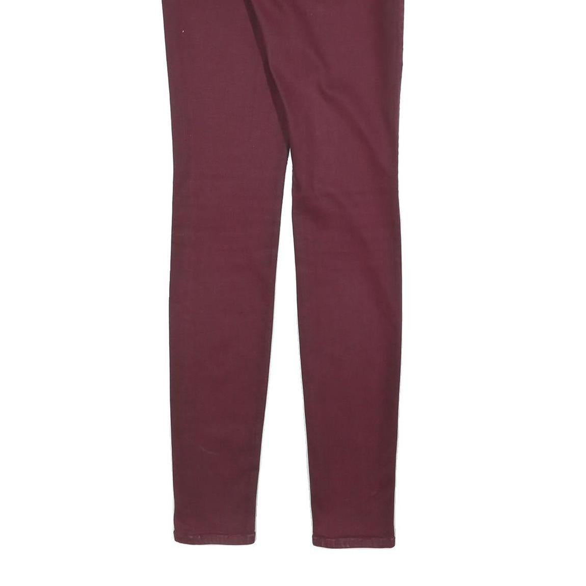 TOMMY HILFIGER Womens Cotton Blend Burgundy Slim Skinny Trousers W27 L34 Stylish