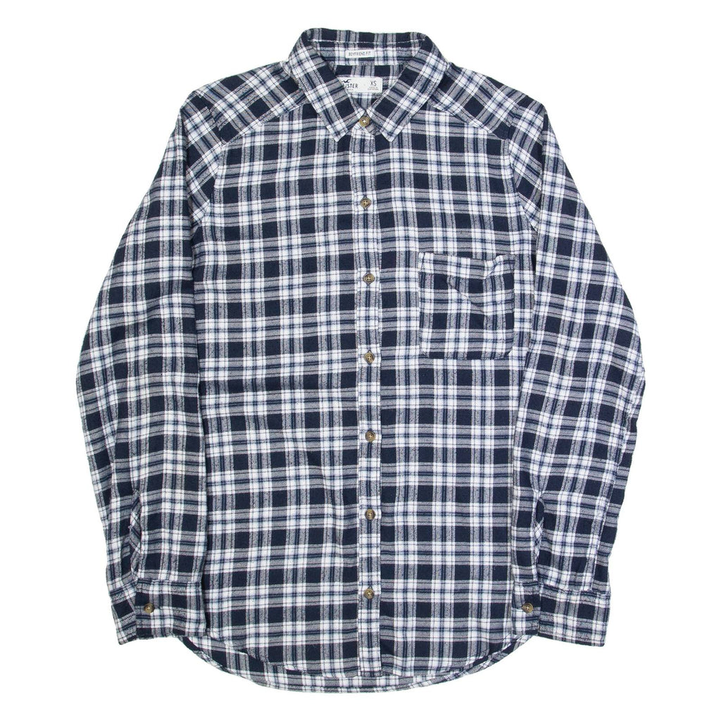 HOLLISTER Boyfriend Fit Womens Shirt Blue Check Long Sleeve XS