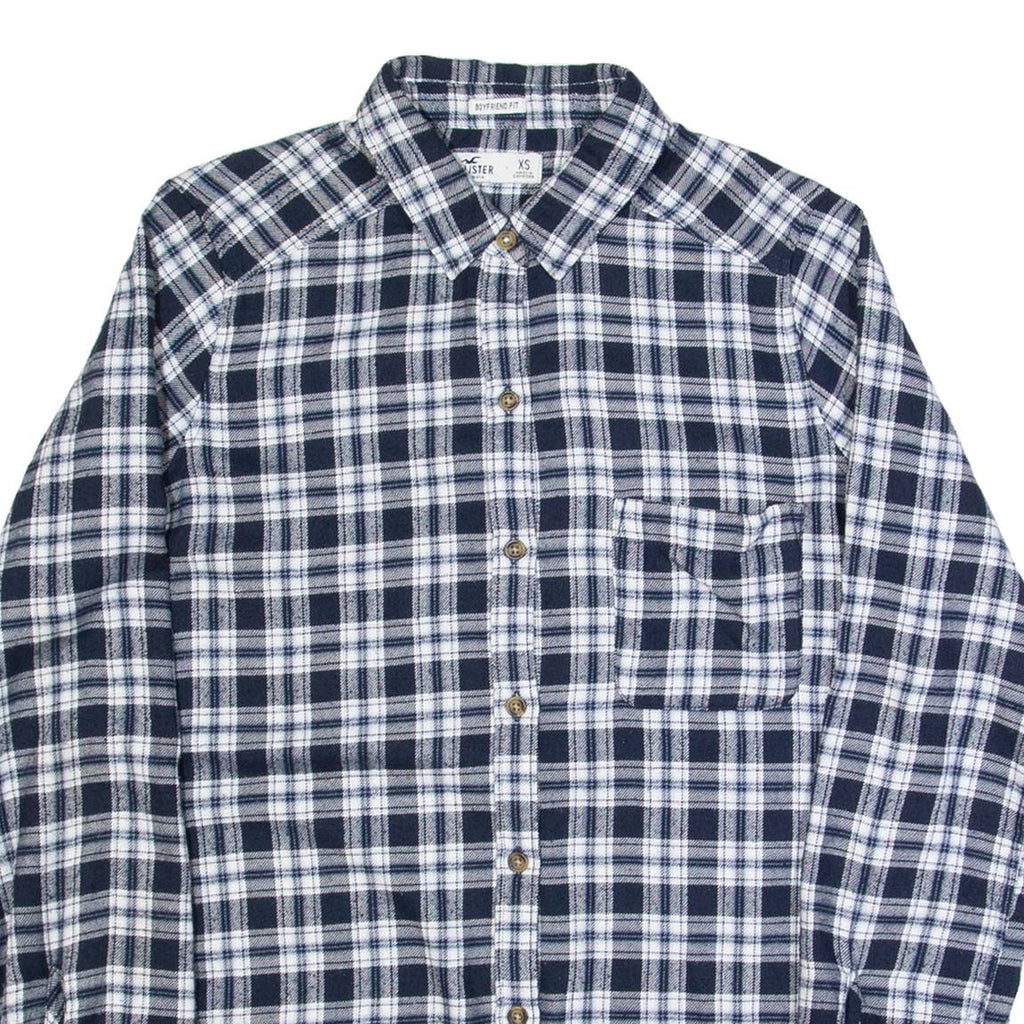 HOLLISTER Boyfriend Fit Womens Shirt Blue Check Long Sleeve XS