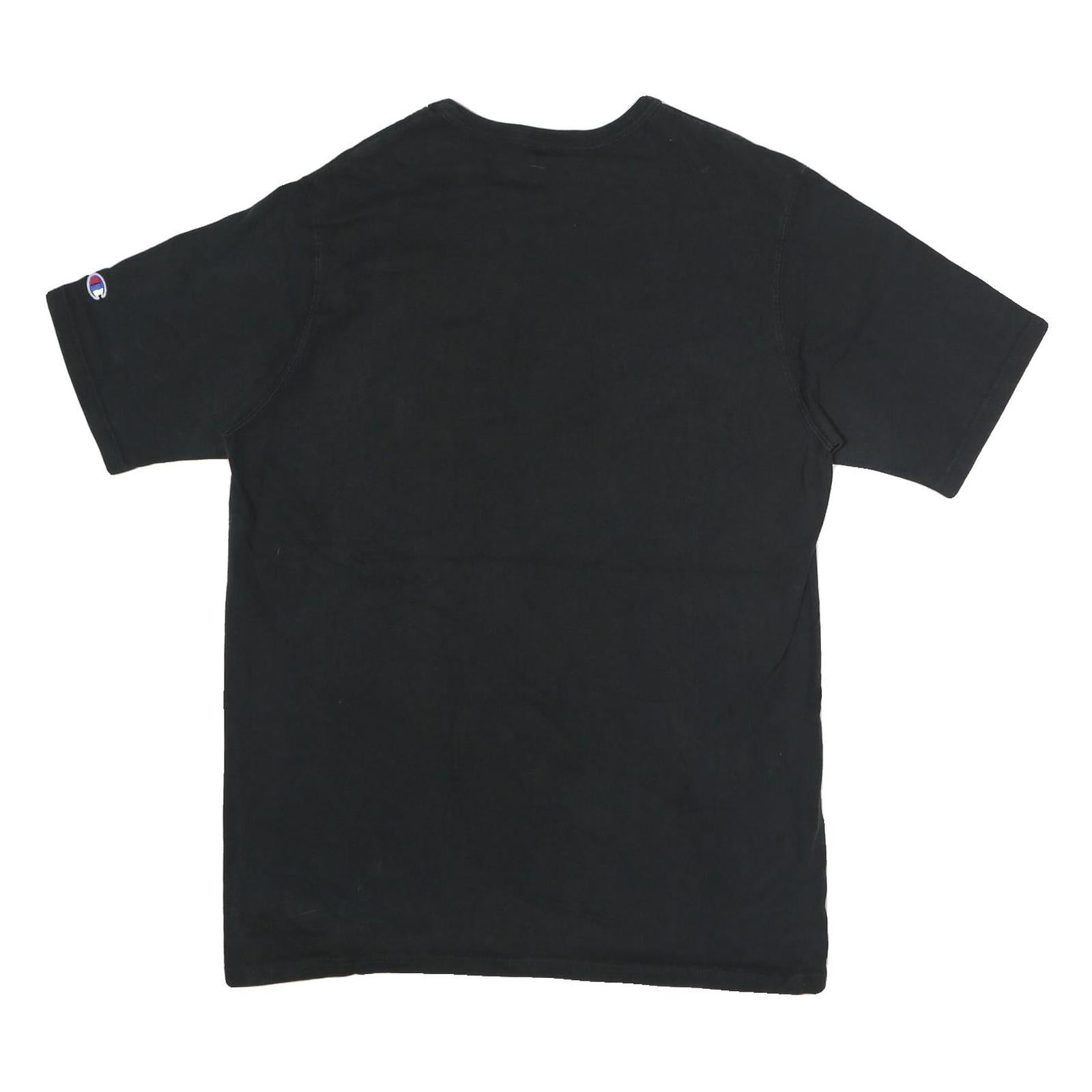 CHAMPION Mens Black T-Shirt XL Short Sleeve Crew Neck Cotton Logo Casual