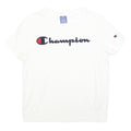 CHAMPION Womens White Short Sleeve Crew Neck Logo Script XS Cotton Blend T-Shirt