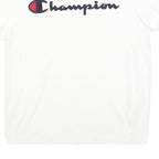 CHAMPION Womens White Short Sleeve Crew Neck Logo Script XS Cotton Blend T-Shirt