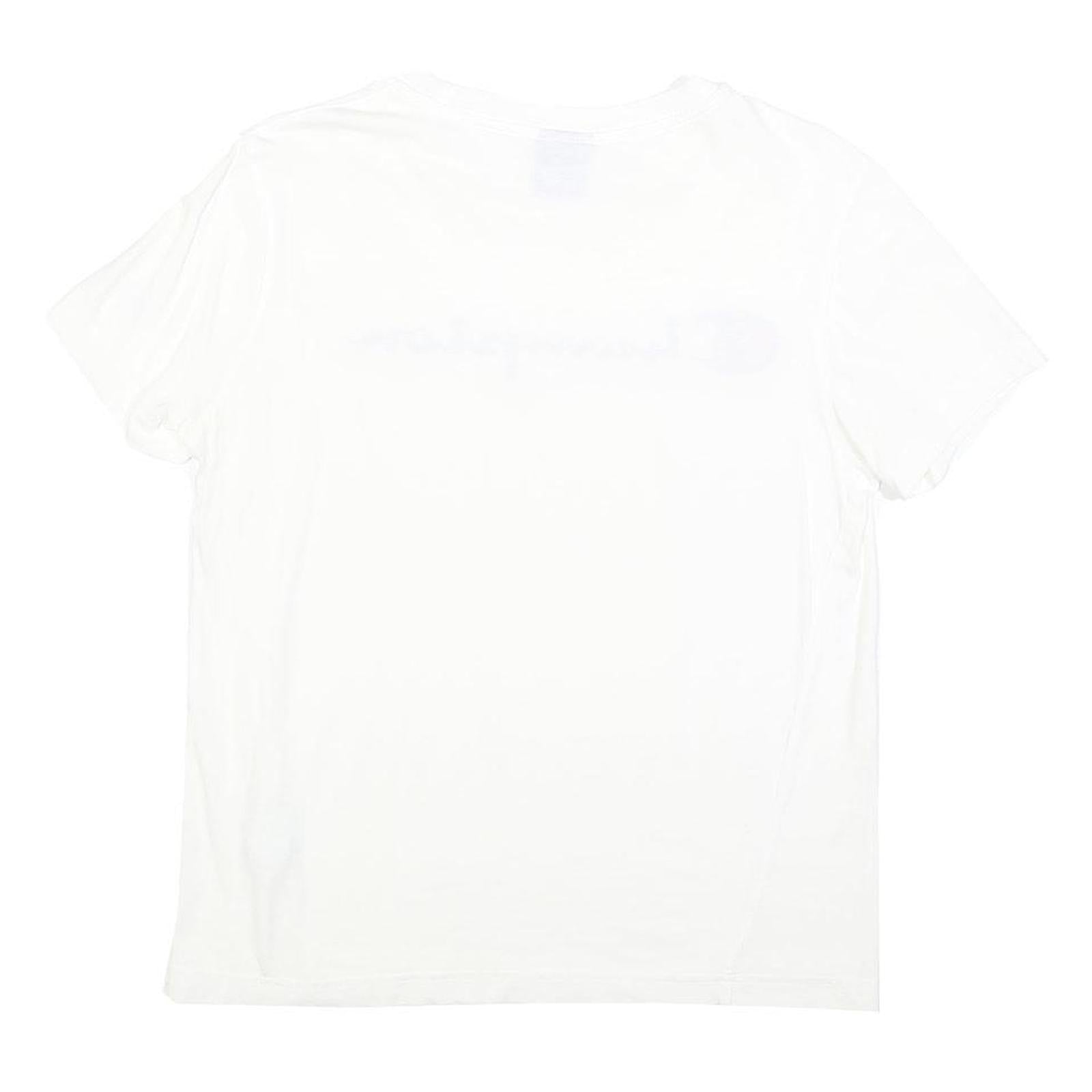 CHAMPION Womens White Short Sleeve Crew Neck Logo Script XS Cotton Blend T-Shirt