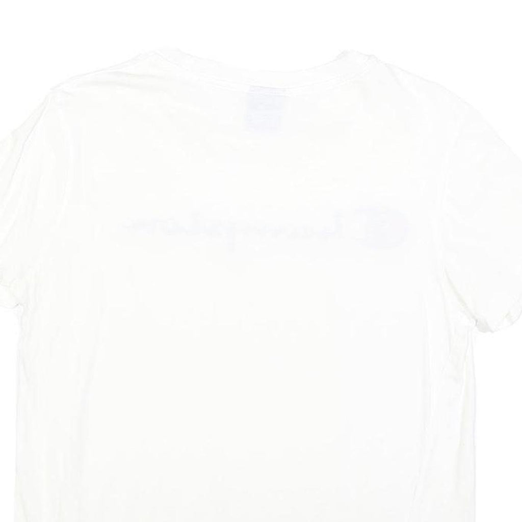 CHAMPION Womens White Short Sleeve Crew Neck Logo Script XS Cotton Blend T-Shirt
