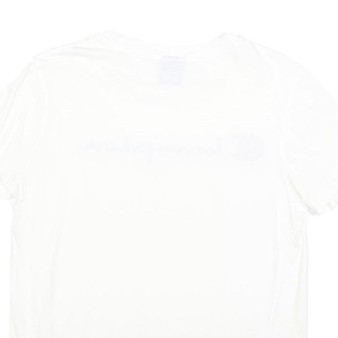 CHAMPION Womens White Short Sleeve Crew Neck Logo Script XS Cotton Blend T-Shirt