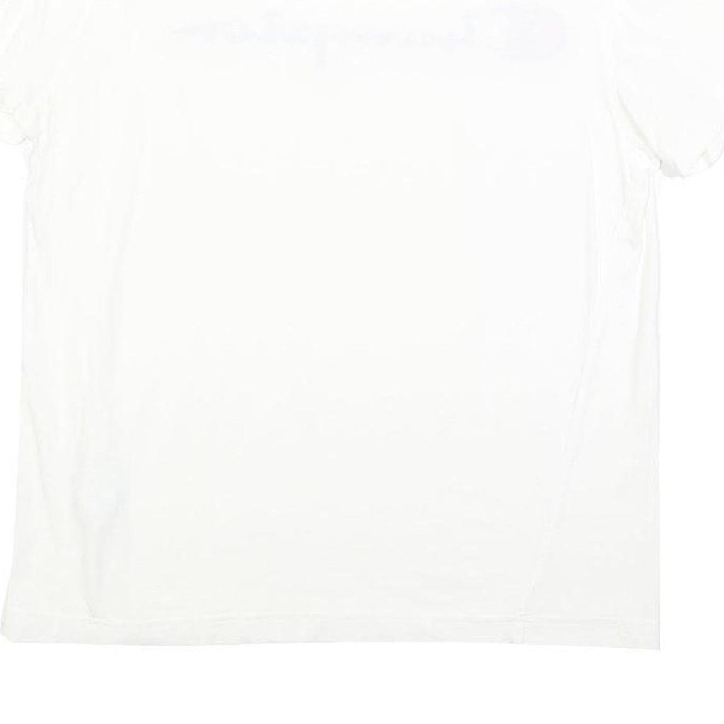 CHAMPION Womens White Short Sleeve Crew Neck Logo Script XS Cotton Blend T-Shirt