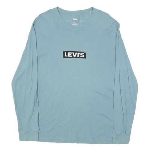 LEVI'S Mens Blue Long Sleeve Crew Neck Graphic T-Shirt M Cotton Blend Casual