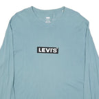 LEVI'S Mens Blue Long Sleeve Crew Neck Graphic T-Shirt M Cotton Blend Casual