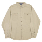 TOMMY HILFIGER Mens Beige Cotton Blend Shirt XL Button Pocket Casual Classic