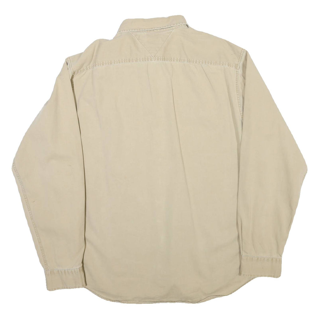 TOMMY HILFIGER Mens Beige Cotton Blend Shirt XL Button Pocket Casual Classic