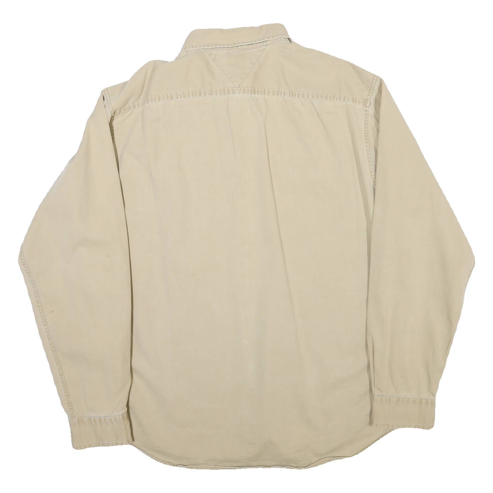 TOMMY HILFIGER Mens Beige Cotton Blend Shirt XL Button Pocket Casual Classic