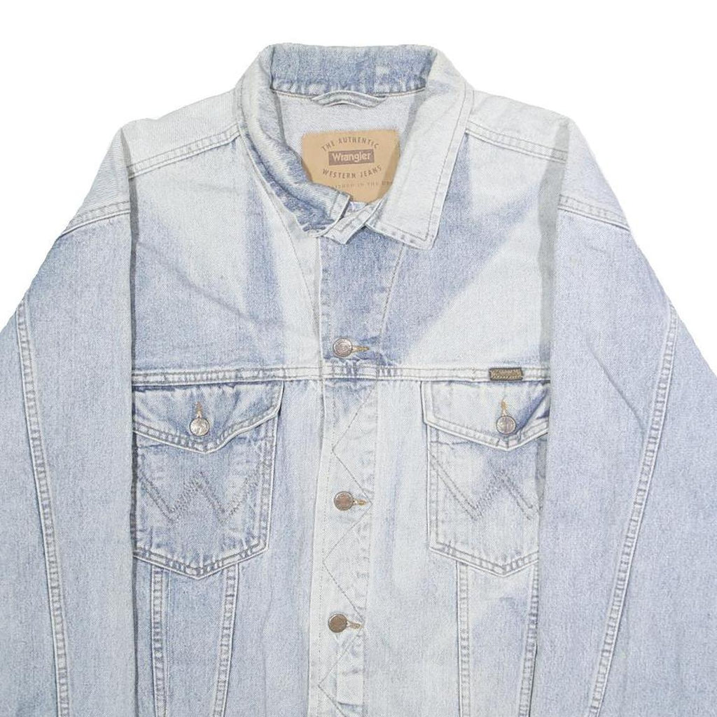 WRANGLER Mens Blue Cotton Denim Jacket 2XL Button Closure Casual Outerwear