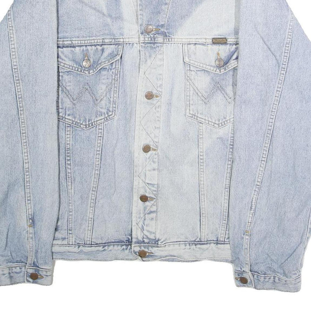 WRANGLER Mens Blue Cotton Denim Jacket 2XL Button Closure Casual Outerwear