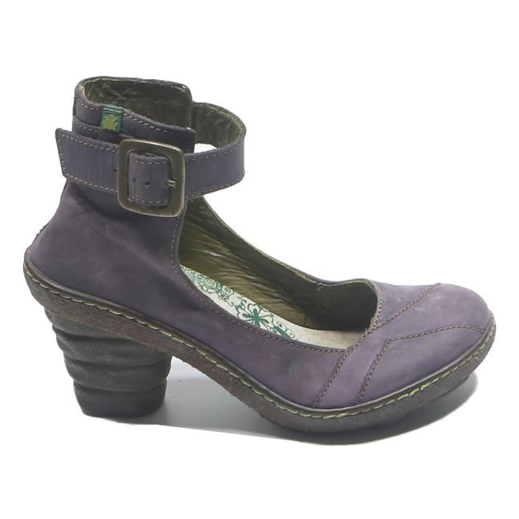 EL NATURALISTA Womens Ankle Strap Leather Block Heel Shoes Purple UK 3