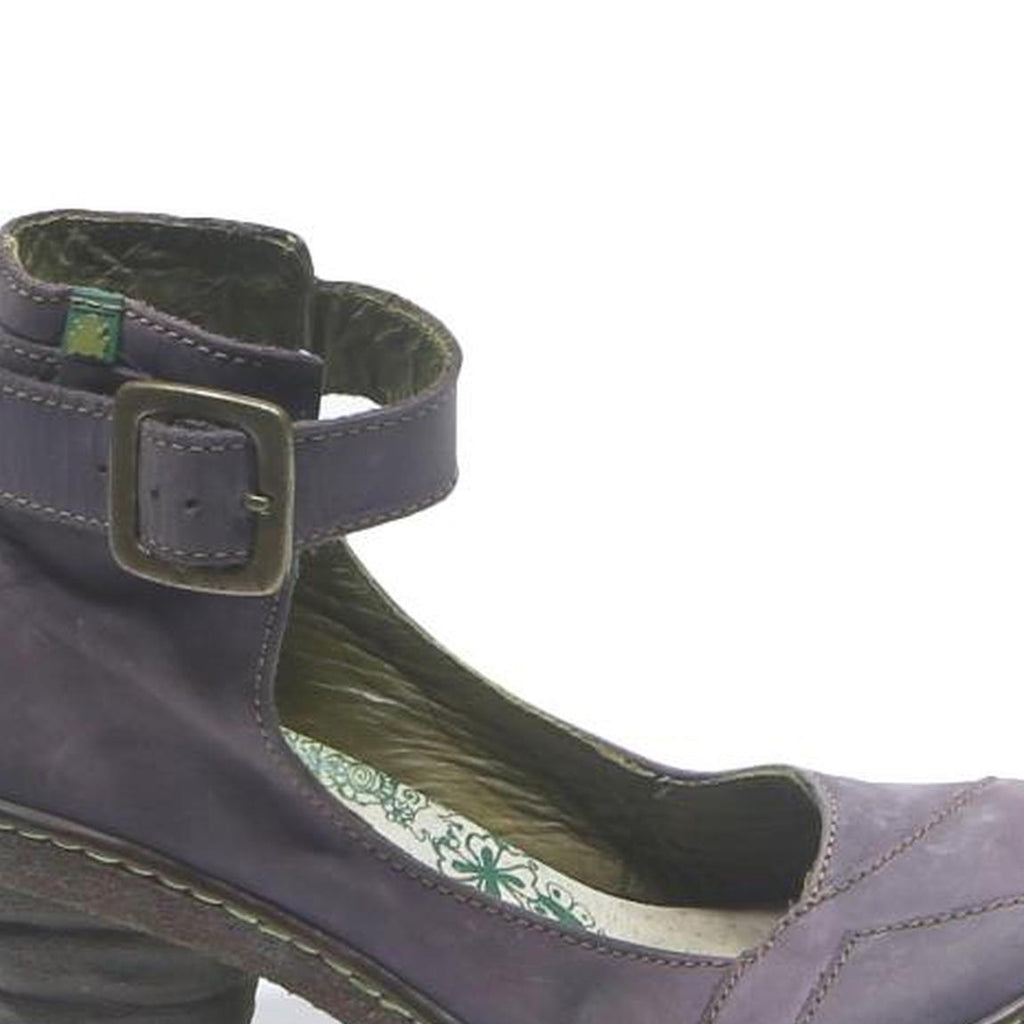 EL NATURALISTA Womens Ankle Strap Leather Block Heel Shoes Purple UK 3