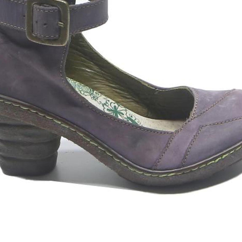 EL NATURALISTA Womens Ankle Strap Leather Block Heel Shoes Purple UK 3