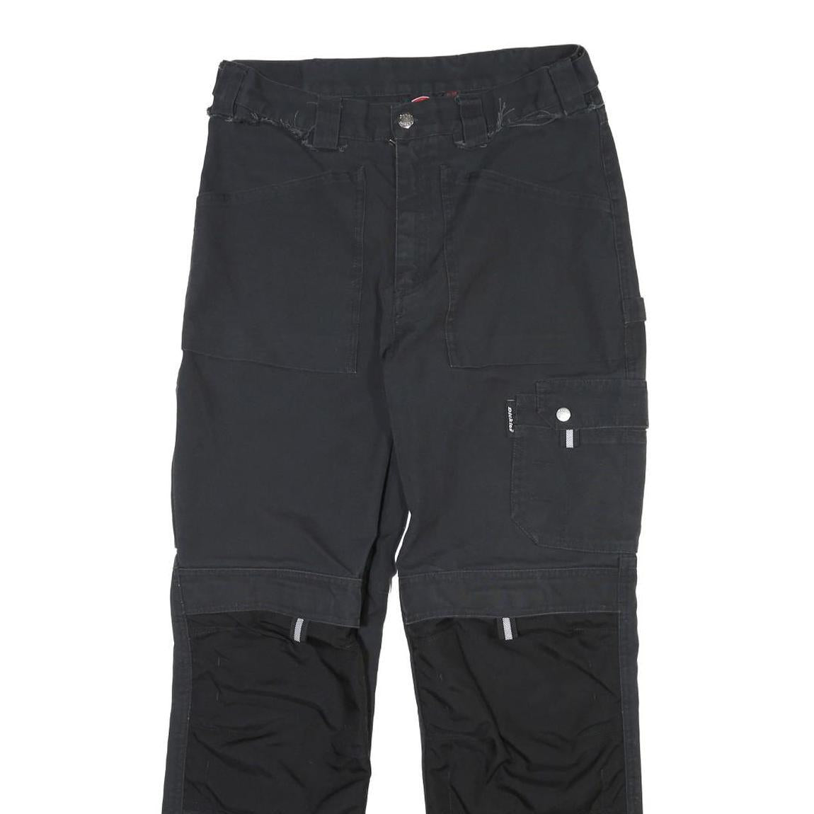 DICKIES Mens Cotton Canvas Black Workwear Regular Straight Trousers W32 L30