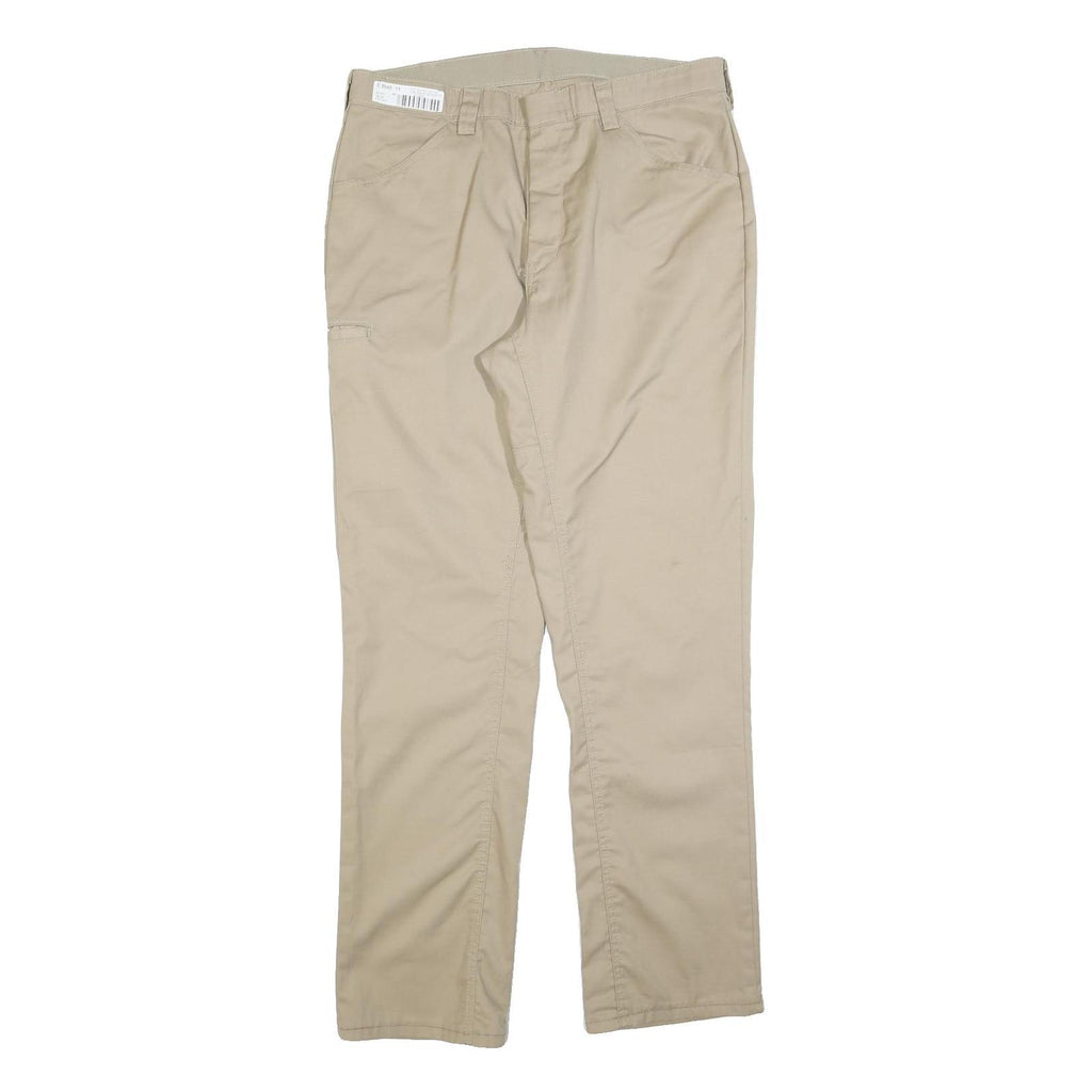 RED KAP Mens Cotton Blend Beige Regular Fit Straight Leg Trousers W36 L34
