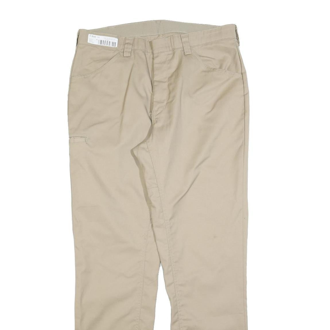 RED KAP Mens Cotton Blend Beige Regular Fit Straight Leg Trousers W36 L34