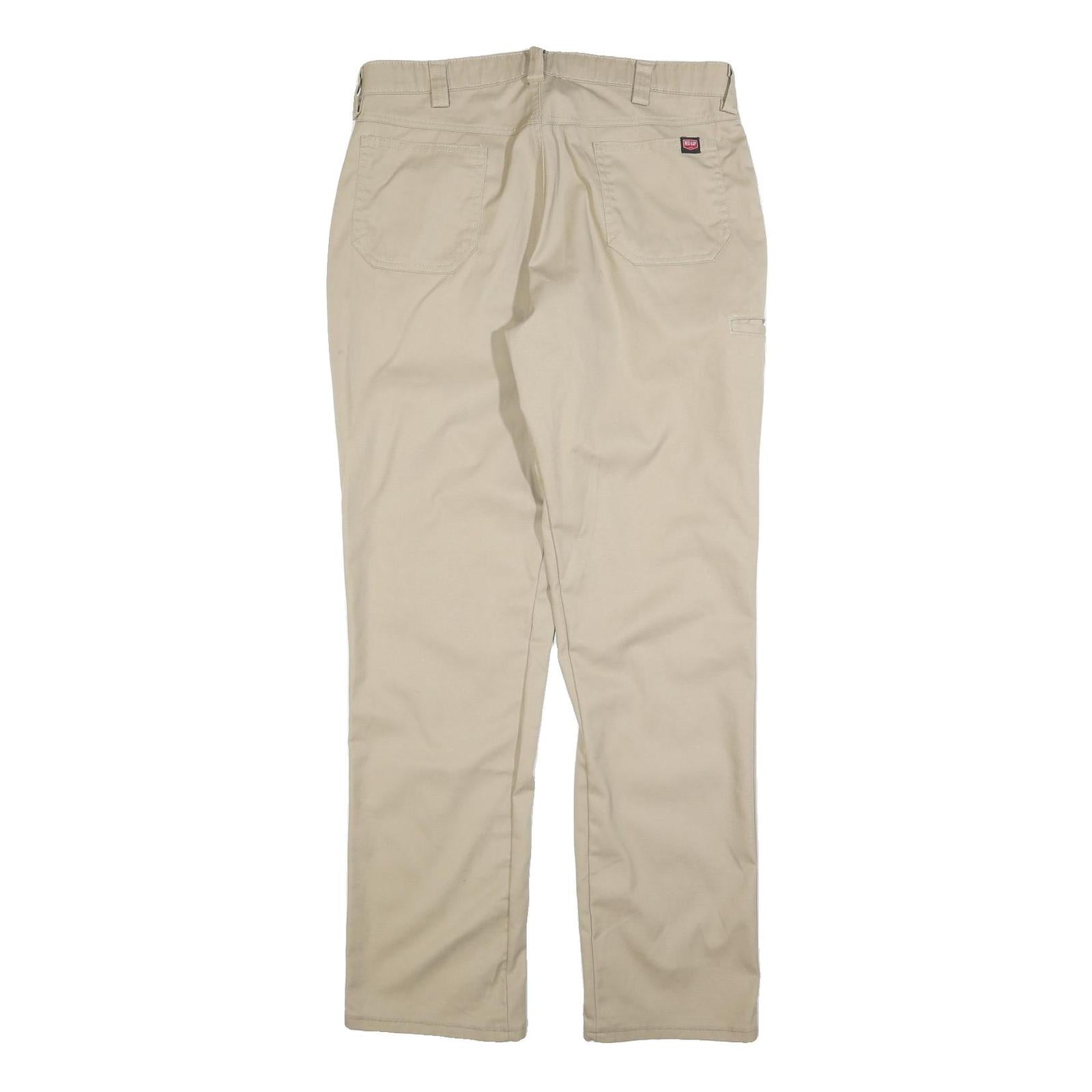 RED KAP Mens Cotton Blend Beige Regular Fit Straight Leg Trousers W36 L34
