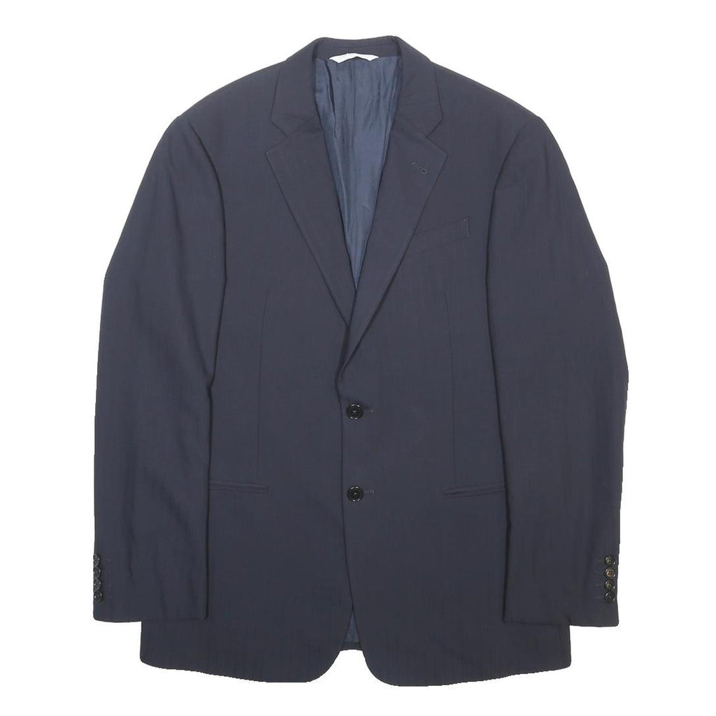 ARMANI COLLEZIONI Mens Navy Blue Classic Wool Jacket M Woven Button Formal