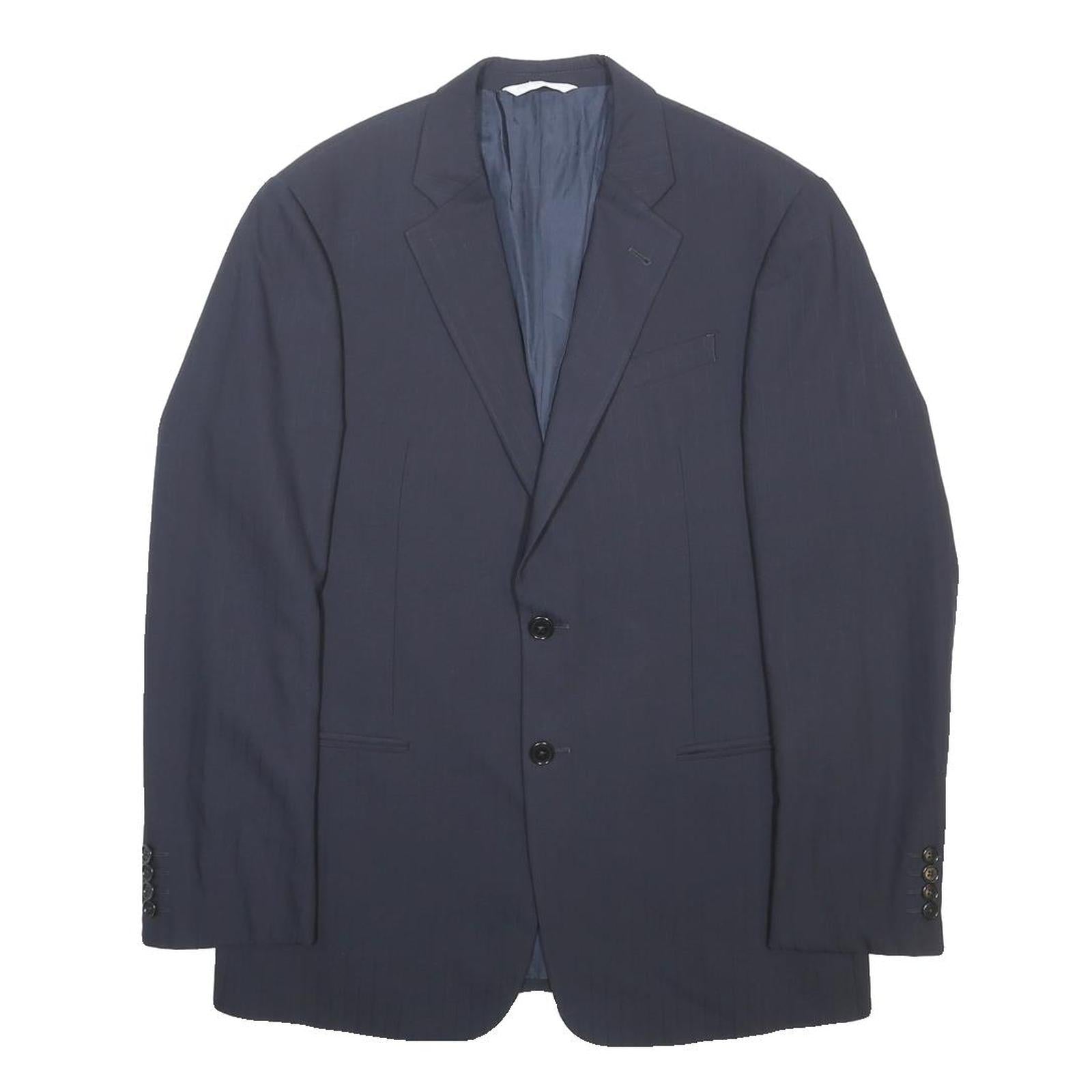 ARMANI COLLEZIONI Mens Navy Blue Classic Wool Jacket M Woven Button Formal