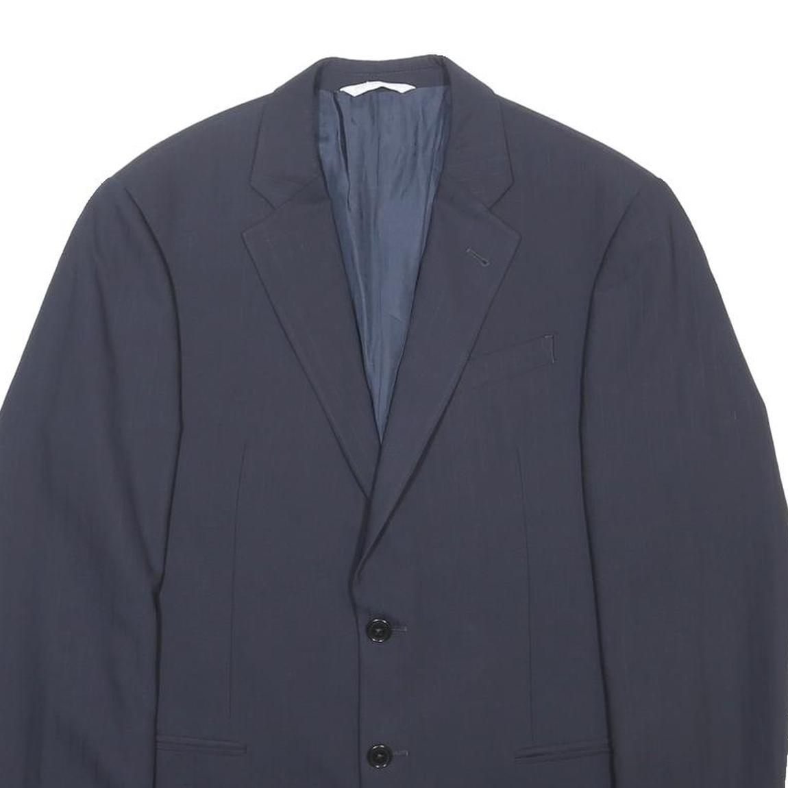 ARMANI COLLEZIONI Mens Navy Blue Classic Wool Jacket M Woven Button Formal